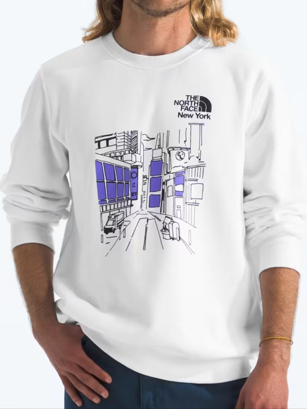 The North Face New York Graphic Crewneck Sweater Pullover White Mens Womens XXL
